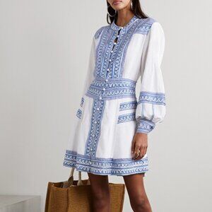 Veronica Beard - Pasha ric rac-trimmed cotton & linen-blend dress, drycleaned